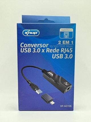 CONVERSOR USB 3.0 X REDE RJ45 USB 3.0 2EM1 KNUP