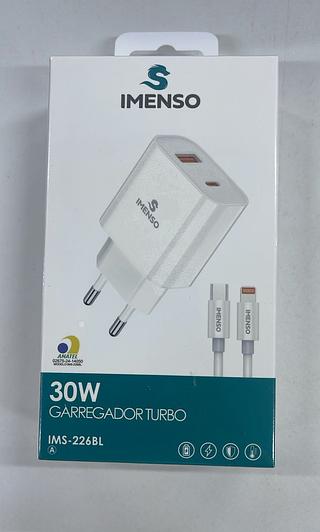 CARREGADOR TURBO 30W TIPO-X & LIGHTNING IMENSO