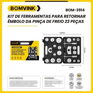 KIT DE FERRAMENTAS PARA RETORNAR EMBOLO DA PINÇA DE FREIO 23 PEÇAS BOMVINK