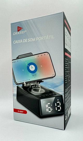 CAIXA DE SOM PORTATIL COM SUPORTE PARA CELULAR GRASEP