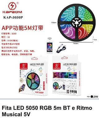 FITA LED 5050 RGB 5M BT E RITMO MUSICAL 5V KAPBOM