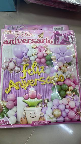 PACOTE DE BALÕES FELIZ ANIVERSARIO 58PCS MINIMEN