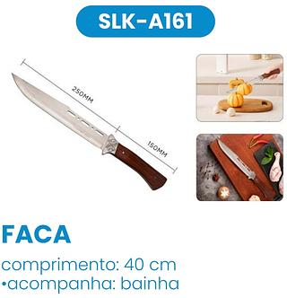 FACA AÇO INOX LUA TEK DETALHE PRATEADO CABO MADEIRA