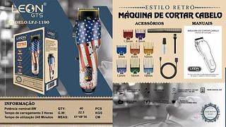 MAQUINA DE CORTA CABELO PROFISSIONAL SEM FIO LEON GTS