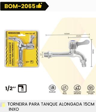 TORNEIRA PARA TANQUE ALONGADA 15CM INXO BOMVINK