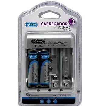 CARREGADOR DE PILHAS RECARREGAVEIS KNUP