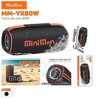 CAIXA DE SOM 80W GRAVE POTENTE IPX6 RGB MINIMEN