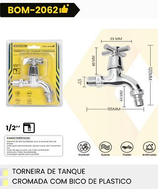 TORNEIRA DE TANQUE CROMADA COM BICO DE PLASTICO BOMVINK