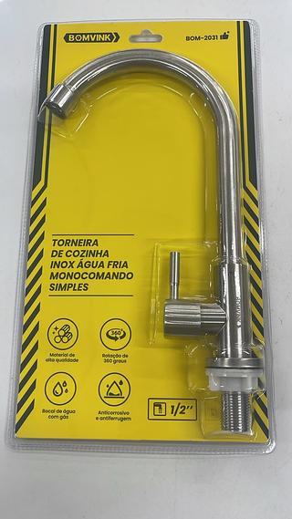 TORNEIRA DE COZINHA INOX ÁGUA FRIA MONOCOMANDO SIMPLES