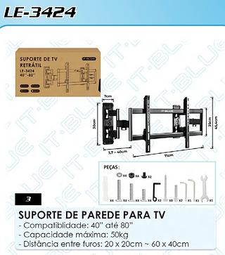 SUPORTE DE TV RETRATIL 40'' - 80'' IT-BLUE