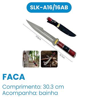 FACA CAMPING COM CABO DE MADEIRA VERMELHO E PRETO (30CM)