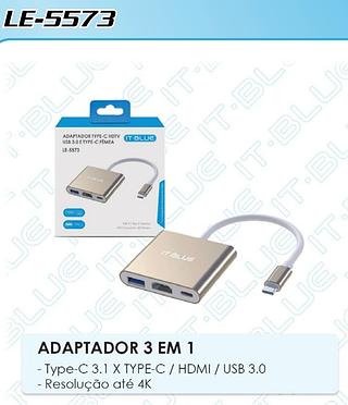 ADAPTADOR TYPE-C HDTV USB 3.0 E TYPE-C FEMEA IT BLUS