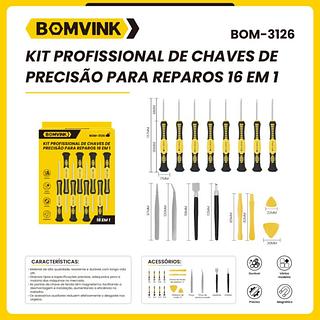 KIT PROFISSIONAL DE CHAVES DE PRECISÃO PARA REPAROS 16 EM 1 BOMVINK