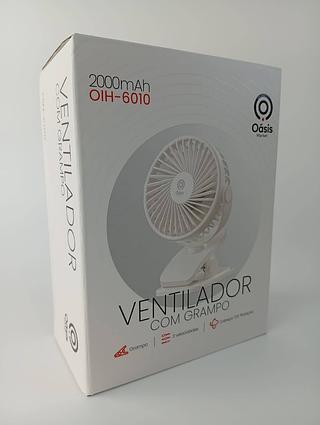 VENTILADOR COM GRAMPO 3 VELOCIDADES 2000MAH OASIS MARKET