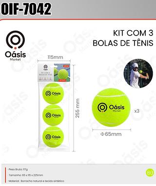 KIT COM 3 BOLAS DE TÊNIS OÁSIS MARKET
