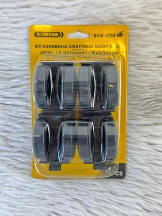 KIT 4 RODINHAS GIRATORIA SENDO 2 COM FREIOS 15KG BOMVINK