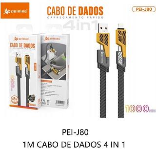 CABO DE DADOS CARREGAMENTO RAPIDO 1M PD65W 4IN1 PEINING