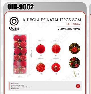 KIT BOLA DE NATAL 12PCS 8CM OÁSIS