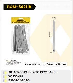 ABRACADEIRA DE AÇO INOXIDÁVEL ENFORCAGATO 10*200MM BOMVINK