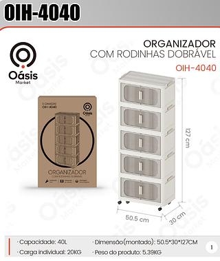 ORGANIZADOR COM RODINHAS DOBRAVEL OÁSIS MARKET