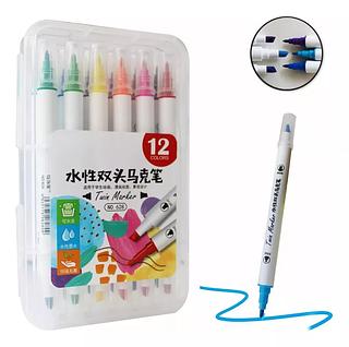 CANETA HIDROGRAFICA 12 COLORS TWIN MARKER 628