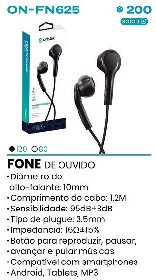 FONE DE OUVIDO ESTEREO ONISTEK