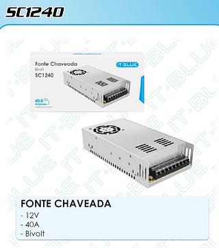 FONTE CHAVEADA BIVOLT 12V 40.0 AMPERES IT-BLUE