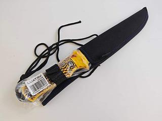 FACA FULL TANG AFIADA CAÇA, LÂMINA DESENHADA COM BAINHA (33CM)