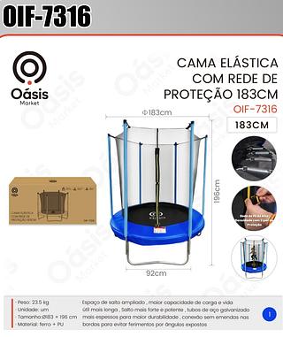 CAMA ELASTICA COM REDE DE PROTEÇÃO 183CM OÁSIS MARKET