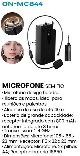 MICROFONE SEM FIO RECEPTOR RECARREGAVEL 40M ONISTEK