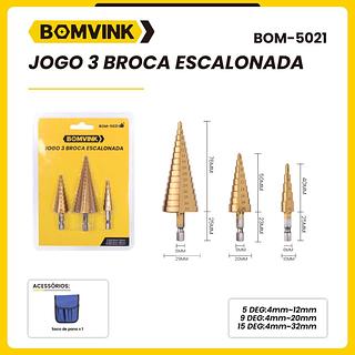 JOGO 3 BROCA ESCALONADA BOMVINK