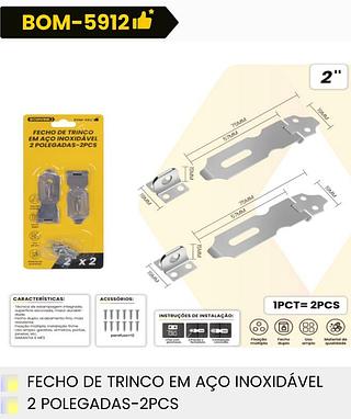 FECHO DE TRINCO EM ACO INOXIDAVEL 2 POLEGADAS 2PCS BOMVINK