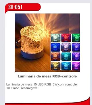 SH-051 LUMINARIA DE MESA RGB+CONTROLE 15 LEDS 3W FLAME