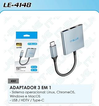 ADAPTADOR 3 EM 1 USB 3.0 IT-BLUE