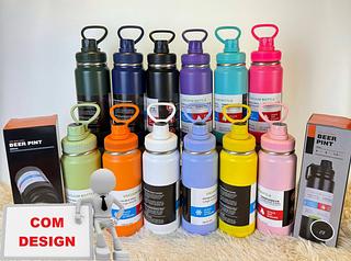 GARRAFA TERMICA BEER PINT 600ML FLIP STRAW WATER BOTTLE(COM DESIGN)