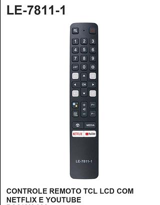 CONTROLE REMOTO TCL LCD COM NETFLIX E YOUTUBE LELONG
