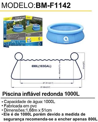 PISCINA INFLÁVEL PROMPT SET 1,68M X 51CM B-MAX
