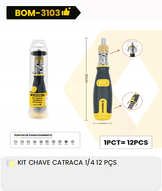 KIT CHAVE CATRACA 1/4 12 PÇS