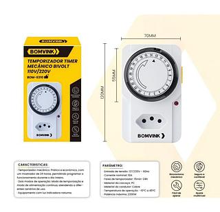 TEMPORIZADOR TIMER MECANICO BIVOLT 110V/220V BOMVINK