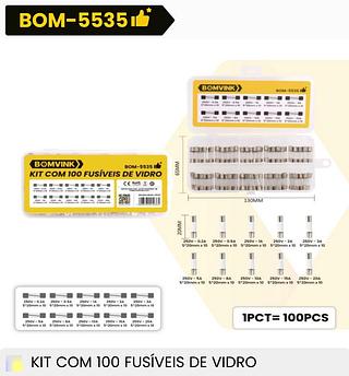 KIT COM 100 FUSIVEIS DE VIDRO BOMVINK