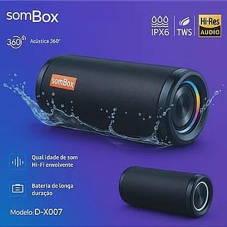 CAIXA DE SOM ACUSTICA 360 BLUETOOTH IPX6 TWS SOMBOX