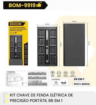 KIT CHAVE DE FENDA ELETRICA DE PRECISÃO PORTATIL 66 EM 1 BOMVINK