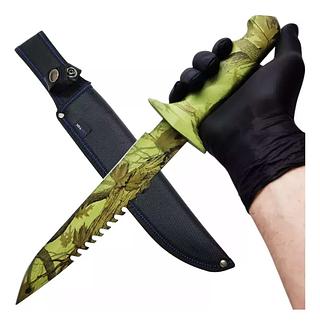 FACA CAMUFLADA TIPO CAMALEÃO 37,3CM DESIGN TÁTICO COM LÂMINA DE AÇO