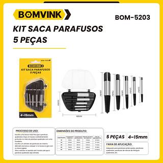 KIT SACA PARAFUSOS 5 PEÇAS BOMVINK
