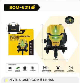 NIVEL A LASER COM 5 LINHAS BOMVINK