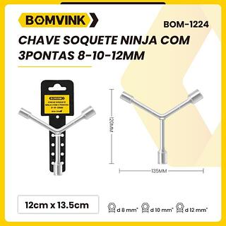 CHAVE SOQUETE NINJA COM 3 PONTAS 8-10-12MM BOMVINK