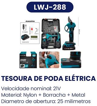 TESOURA DE PODA 21V TENSÃO X2 BATERIAS LUATEK