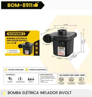 BOMBA ELETRICA INFLADOR BIVOLT BOMVINK