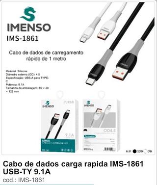 CABO DE CARREGAMENTO 9.1A USB-A PARA TIPO-C IMENSO