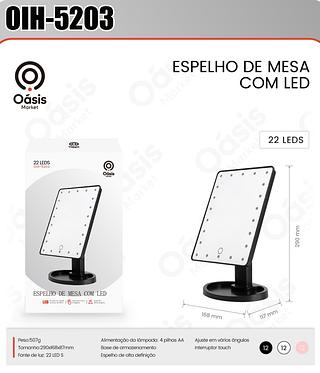 ESPELHO DE MESA COM LED 22LEDS COM AJUSTE OASIS MARKET